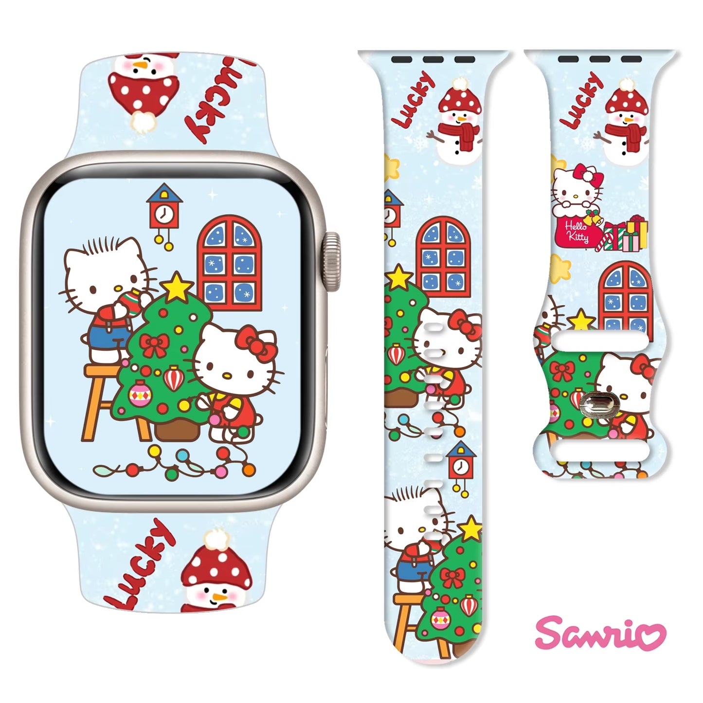 Sanrio Hello Kitty Christmas Strap for Apple Watch 9 8 7 SE 6 Silicone Band Replaceable Bracelet for Iwatch 45Mm 44Mm 42Mm 41Mm