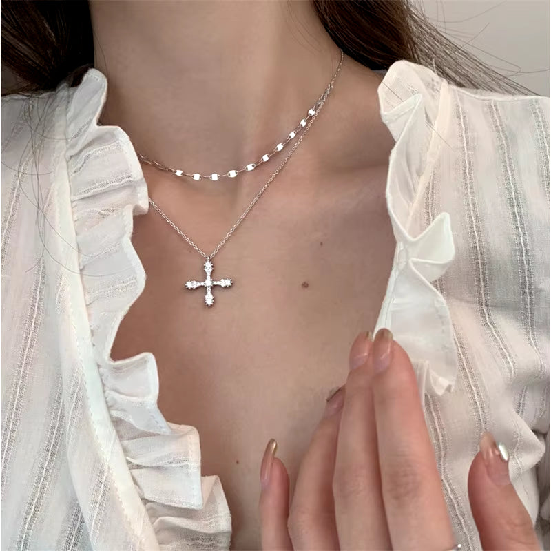 Pink Heart Pendant Necklace for Women Lovers Rhinestione Clavicle Chain Chocker Female Cute Crystal Moonstone Jewlery Gifts