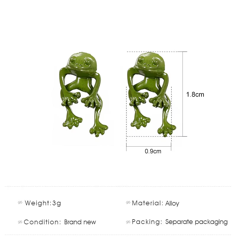 Gothic Green Frog Earrings for Women Girls Fashion Vintage Piercing Ear Studs Aesthetics Y2K Jewelry Accessories Wholesale