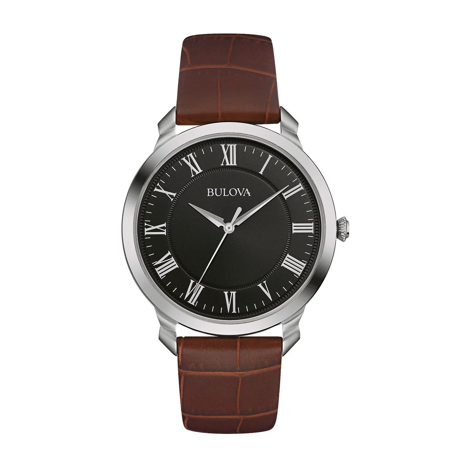 Men'S Classic Brown Leather Quartz Watch 96A184